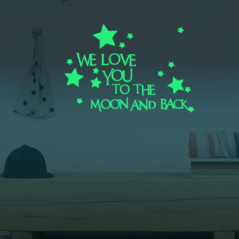 Luminous Moon And Stars Wall Stickers