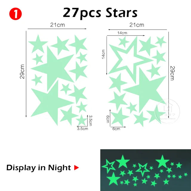 Luminous Moon And Stars Wall Stickers