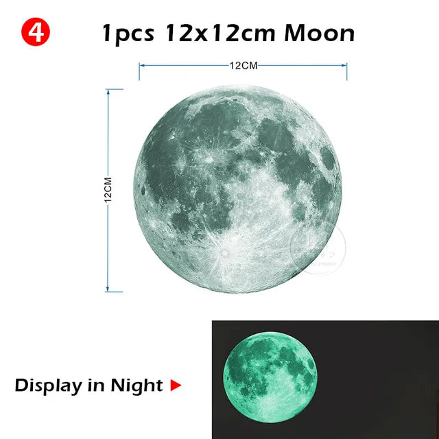 Luminous Moon And Stars Wall Stickers